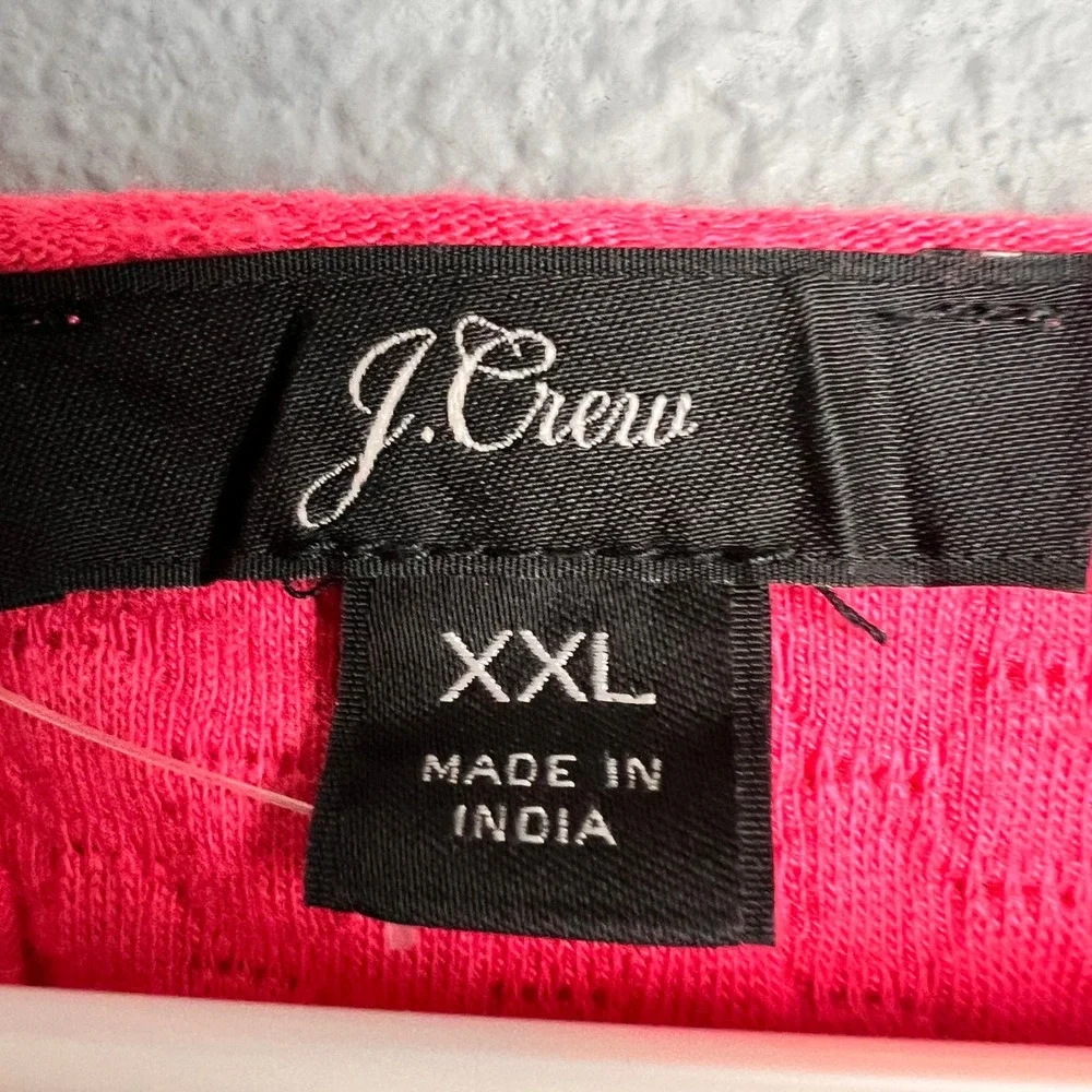 NWT J. Crew Textured Ruffle Neck Long Sleeve Top Bright Pink XXL Valentines Love
